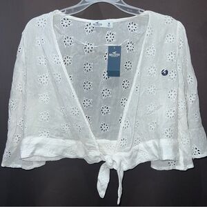 Hollister White Lace Detail Cardigan, Size M - NWT